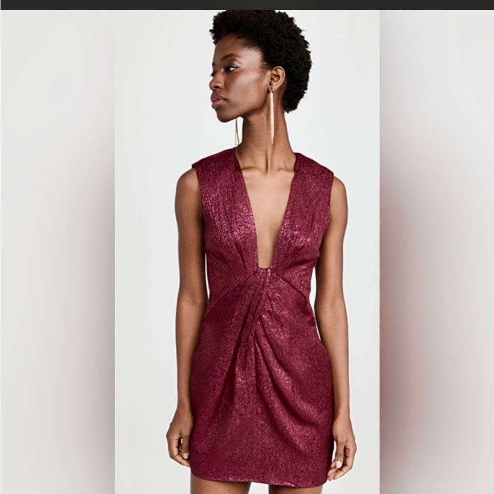 Ramy Brook Womens size 0 dress red Netta mini plunging neckline